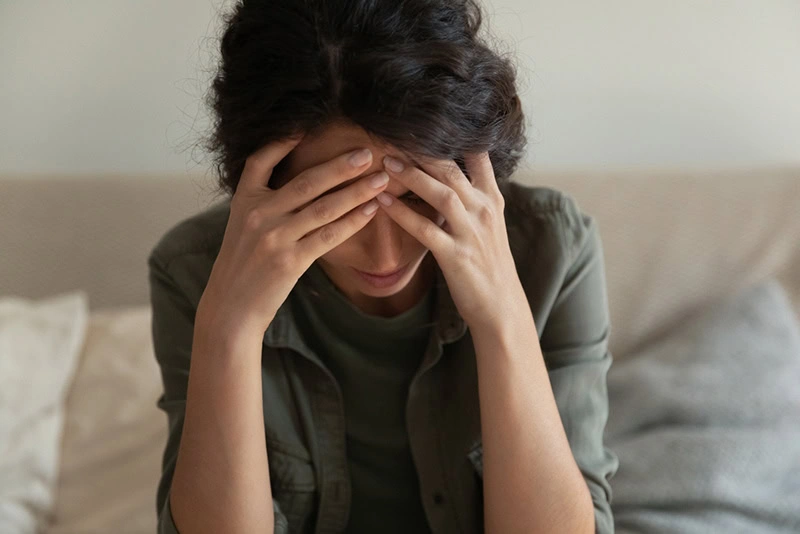 A woman struggles with anxiety.